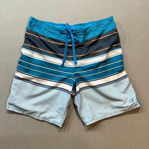 OP Ocean Pacific Board Shorts‎ Swim Trunks Blue Striped Mens Size XL 40-42